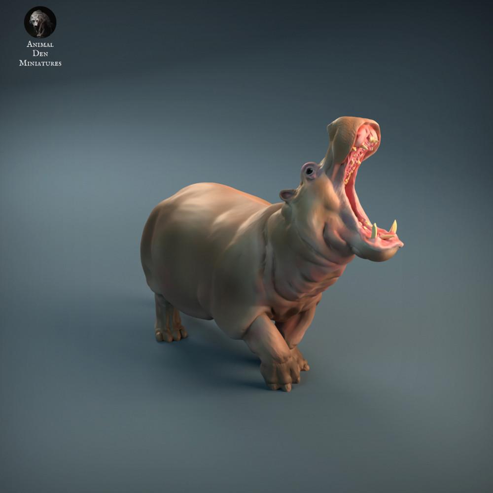 Φωτογραφία προϊόντος ζωικής φιγούρας Animal Den Miniatures 5: Φιγούρα άγριου ζώου: Εξαγριωμένος ιπποπόταμος (21_12_04)