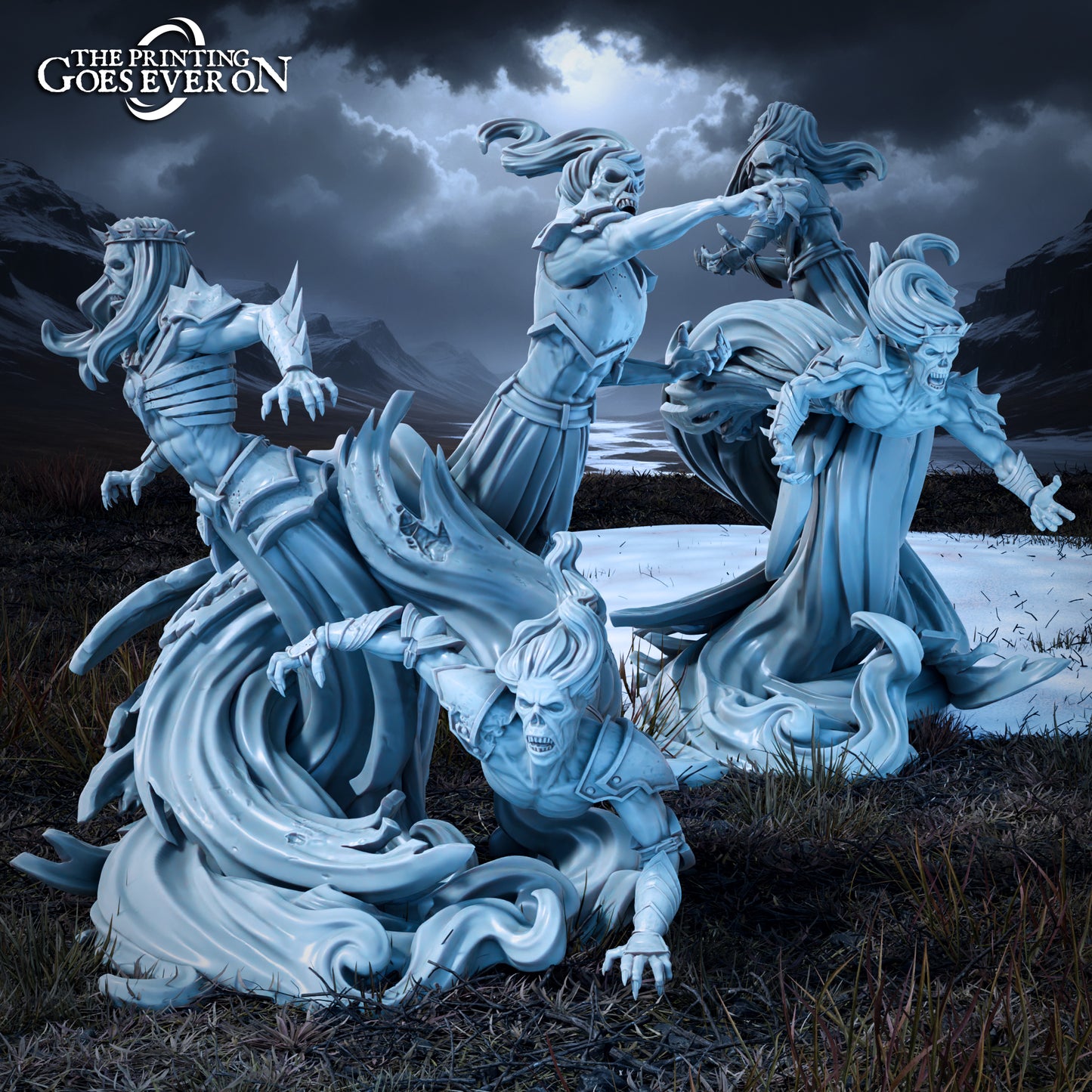 Foto do produto Tabletop 28mm The Printing Goes Ever On (TPGEO) 0: Sombras Sinistras - 2 Aparições Fantasmagóricas - Criaturas Maléficas dos Reinos do Norte