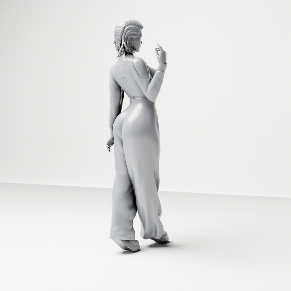 Diorama Modellbau Produktfoto 9: Stehende Figur: Frau mit bauchfreiem Rollkragenoberteil & weiter Hose (a167)