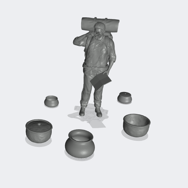 Produktfoto Miniatur Möbel, Einrichtung Diorama und Modellbau  0: Zu Tisch: 5 Töpfe mit und ohne Deckel