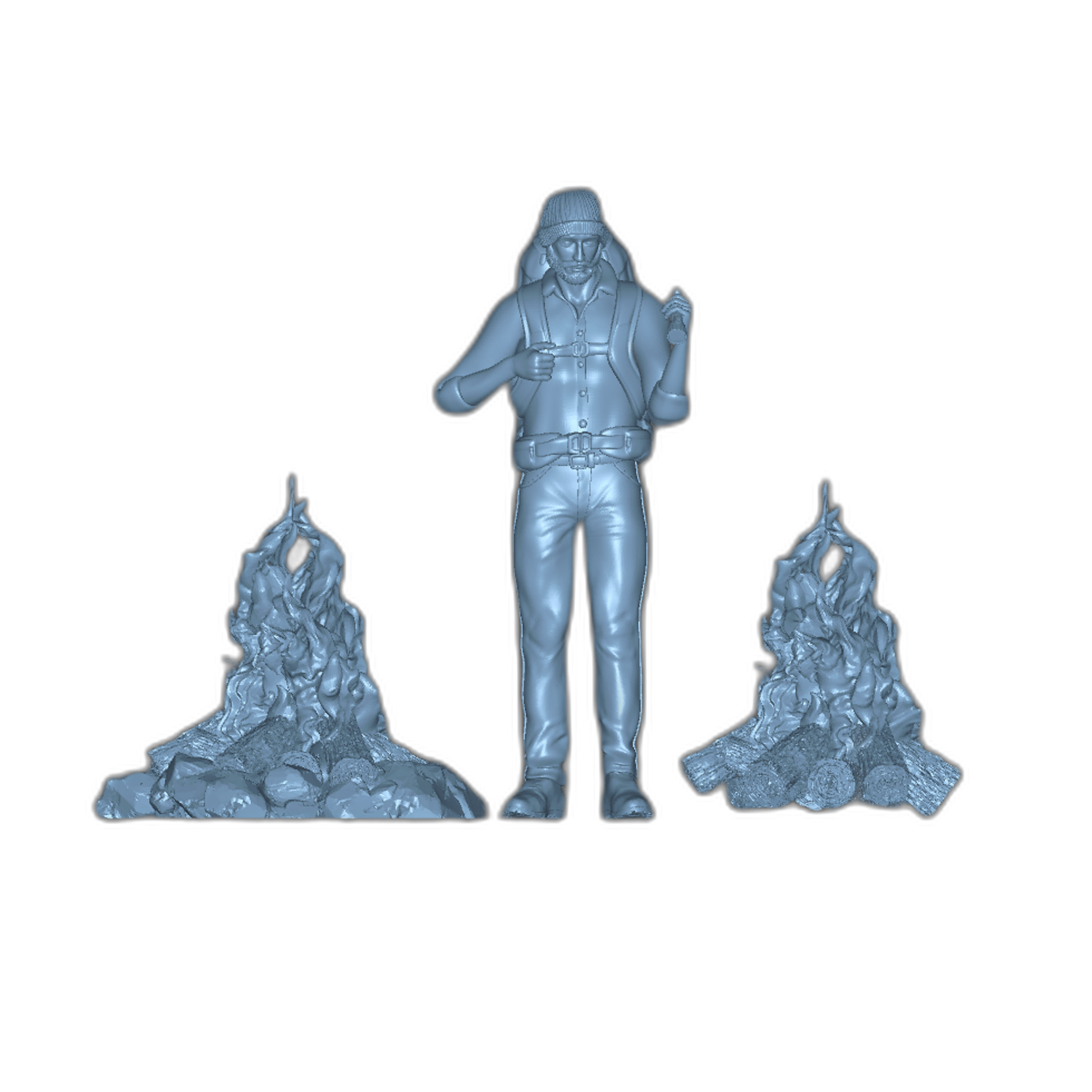 Product photo diorama and model building decoration, accessories: 0: Camping outdoors: 2 roaring campfires