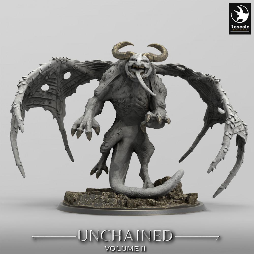 Produktfoto Tabletop 28mm Lord of the Print (LotP) 0: Tabletop Miniatur: Geflügelter Dämonenfürst Grogbann - Gargoyle-Dämon, Höllenbestie, Dungeon-Bossmonster (24_05_H2)