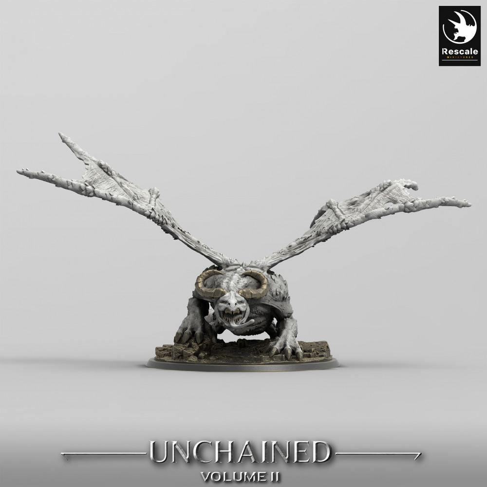 Produktfoto Tabletop 28mm Lord of the Print (LotP) 0: Tabletop Miniatur: Dämonische geflügelte Bestie, Knochen-Gargoyle, Untotes Bossmonster (Winged Horror) (24_05_H5)