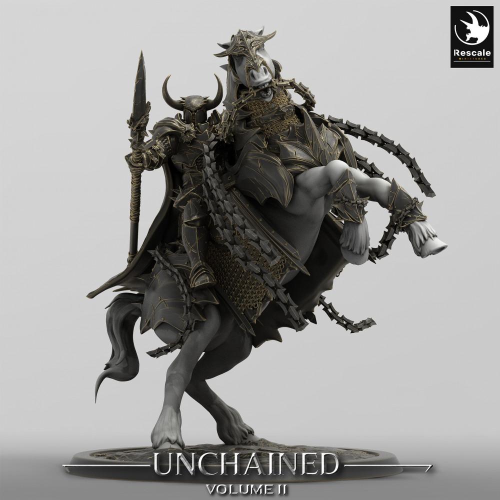 Produktový obrázek Tabletop 28mm Lord of the Print (LotP) 0: Tabletop miniatura: Temný rytíř na bujné válečné koni - Smrtelný rytíř, kopiník, velitel kavalerie (24_05_P)
