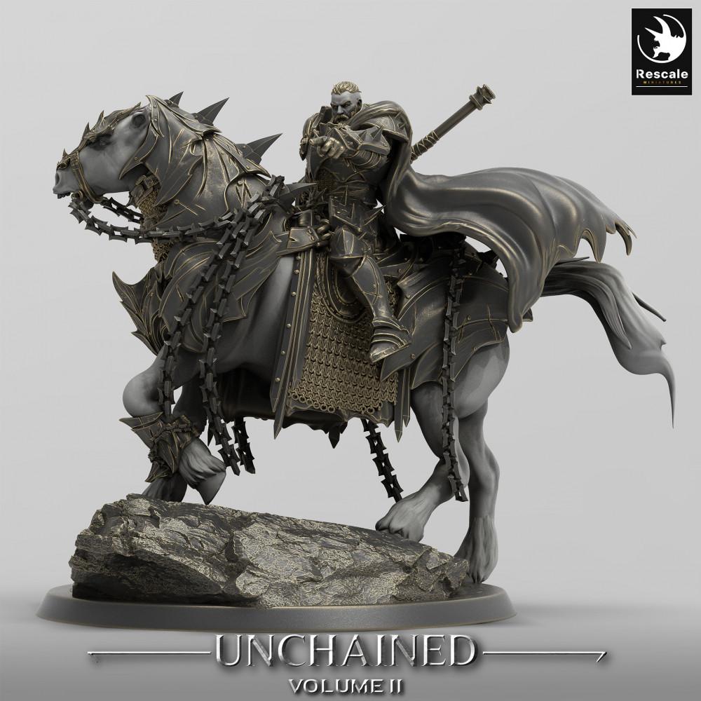 Imagem do produto Tabletop 28mm Lord of the Print (LotP) 0: Miniatura de Tabletop: Paladino Sombrio a Cavalo, Cavaleiro da Morte, Cavaleiro do Caos, Líder dos Cavaleiros (24_05_O)