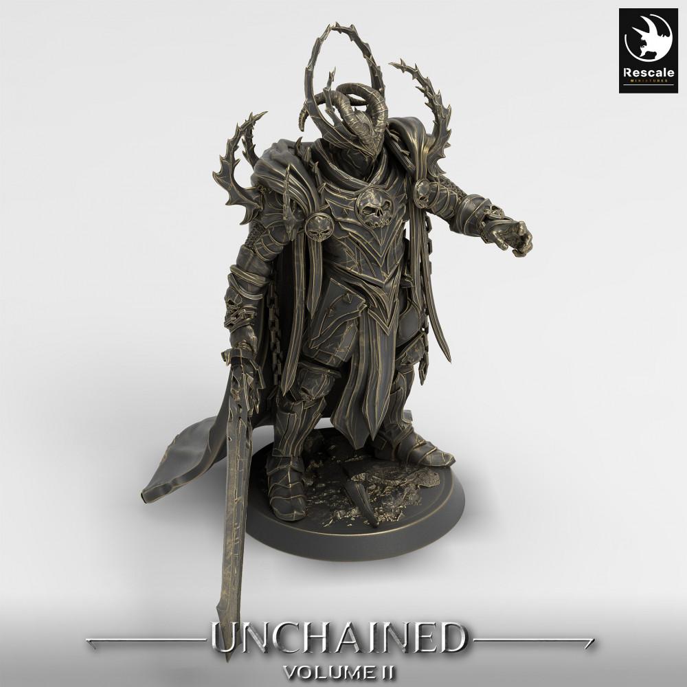 Produktová fotografie Tabletop 28mm Lord of the Print (LotP) 0: Tabletop miniatura: démonský rytíř s velkým mečem, temný paladin, temný válečník, Olafův syn (24_05_L1)