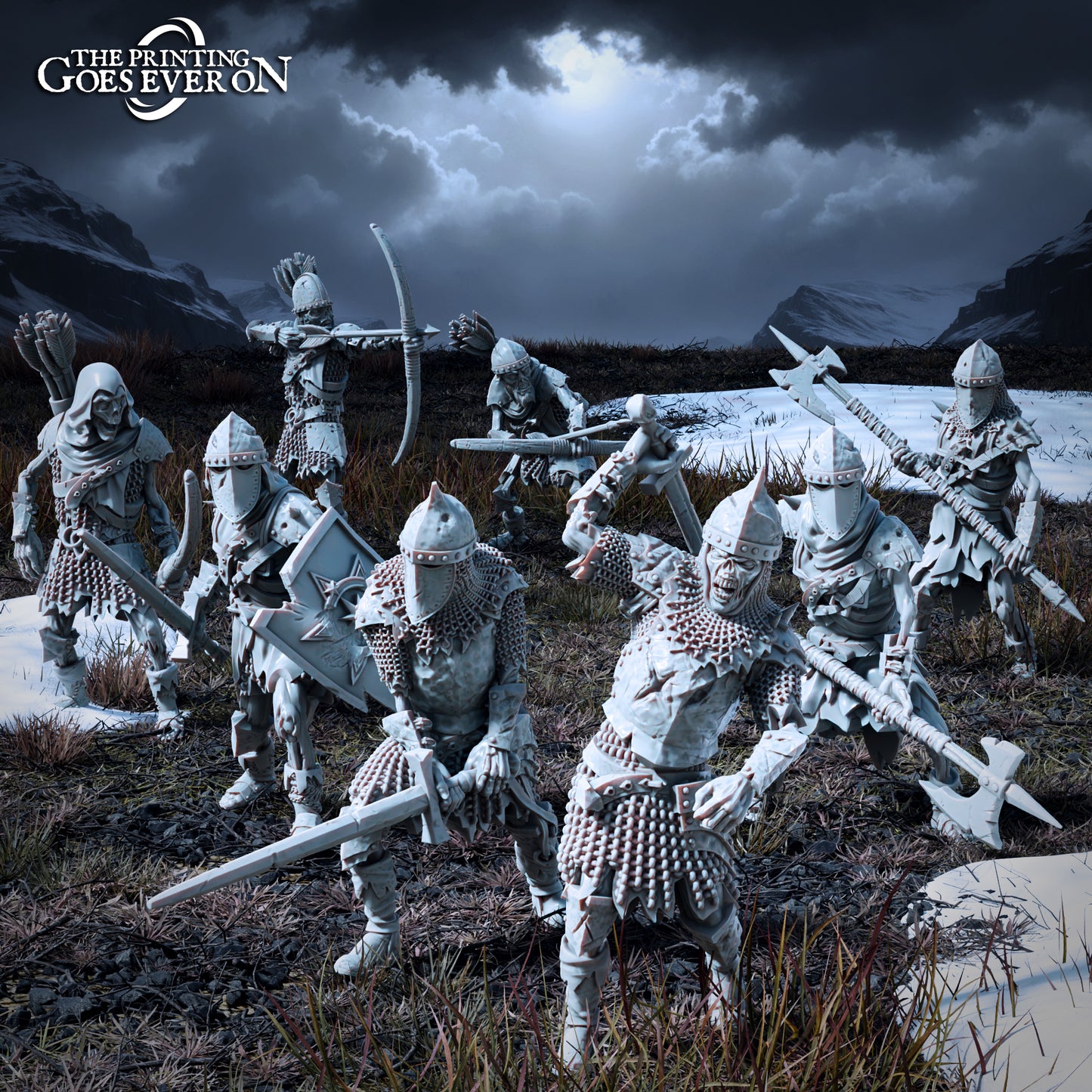 Produktová fotografie Tabletop 28mm The Printing Goes Ever On (TPGEO) 0: Nemrtvá horda - kostlivci a zombie válečníci - Zlé bytosti severních království