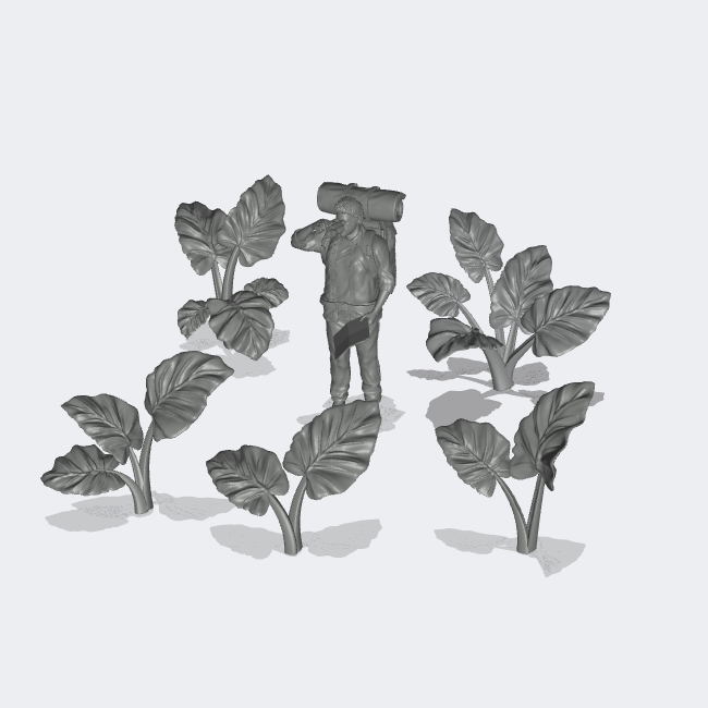 Foto do produto Miniatura Mobiliário, Decoração de Diorama e Modelismo 0: Plantas e Vegetação: 5 Plantas Elefante - Alocasia Odora