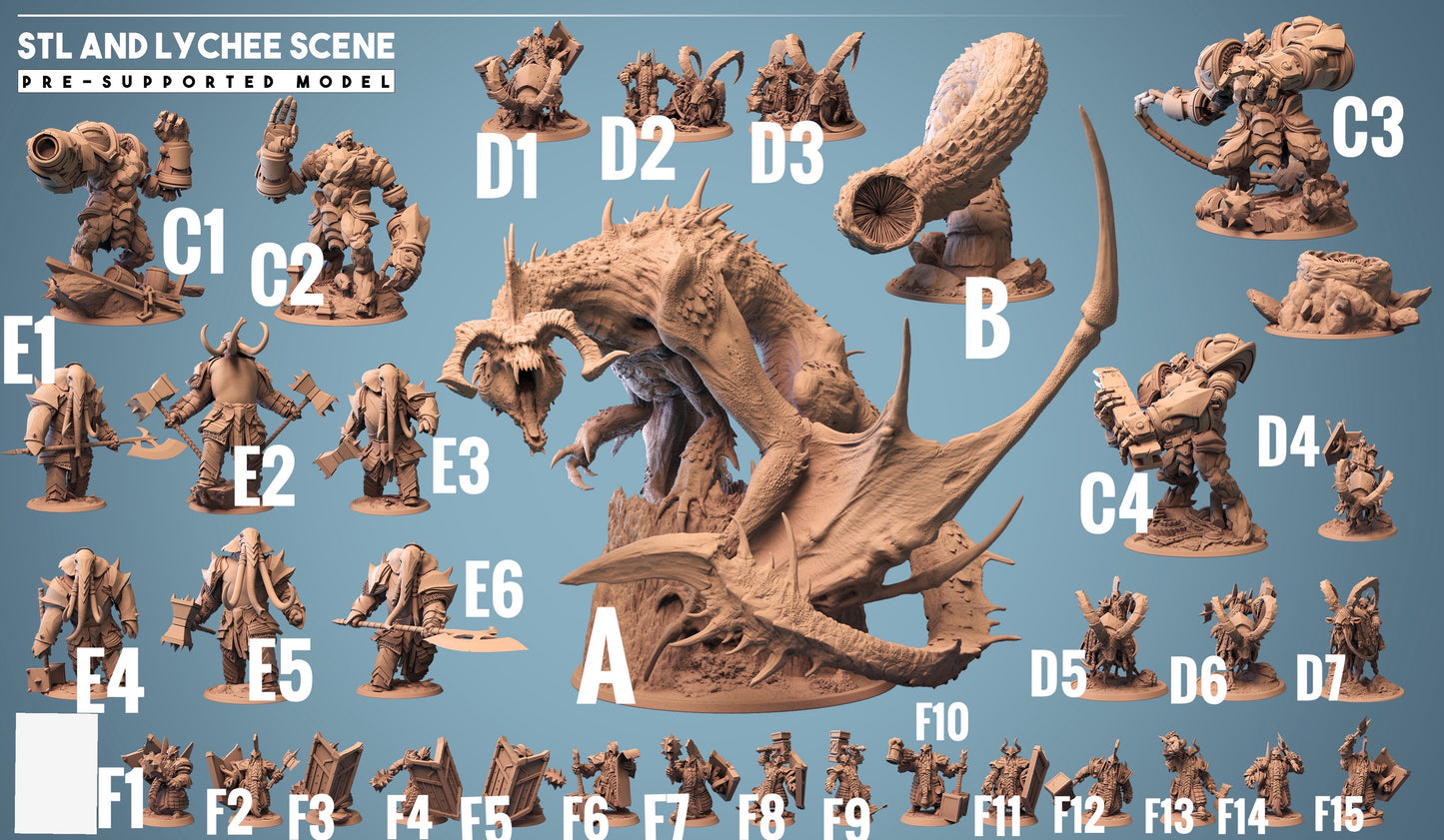 Imagem do produto 6 de 6: Miniatura de Tabletop: Golem de Guerra / Golem de Ferro Juggernaut - Protetor Invocado, Monstro Chefe em Combate Corpo a Corpo com Arma de Cadeia/Morristar, Armadura Pesada (23_08_C3)