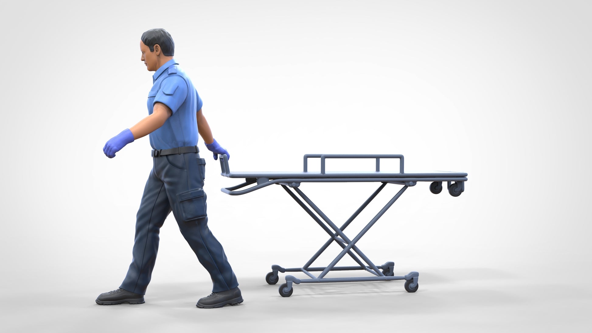 Product photo diorama and model building miniature figure: Medic with stretcher