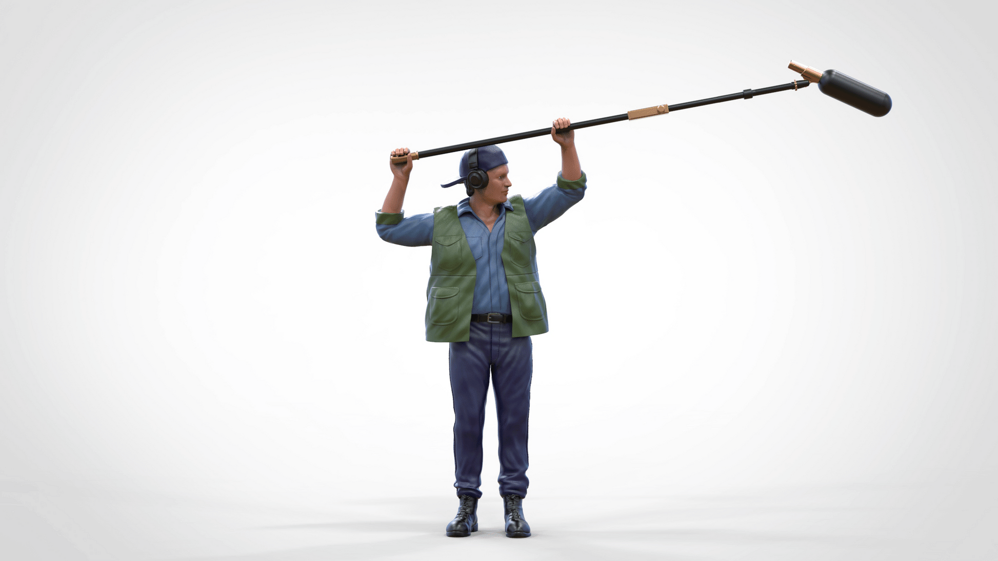 Produktfoto Diorama und Modellbau Miniatur Figur: Reporter mit Mikrostange