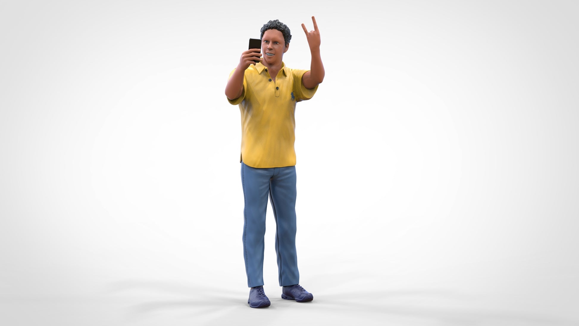 Product photo diorama and model building miniature figure: Male fan