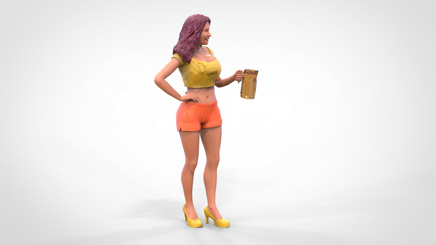 Produktové foto dioráma a modelářské miniatury: Sexy žena s pivním džbánem