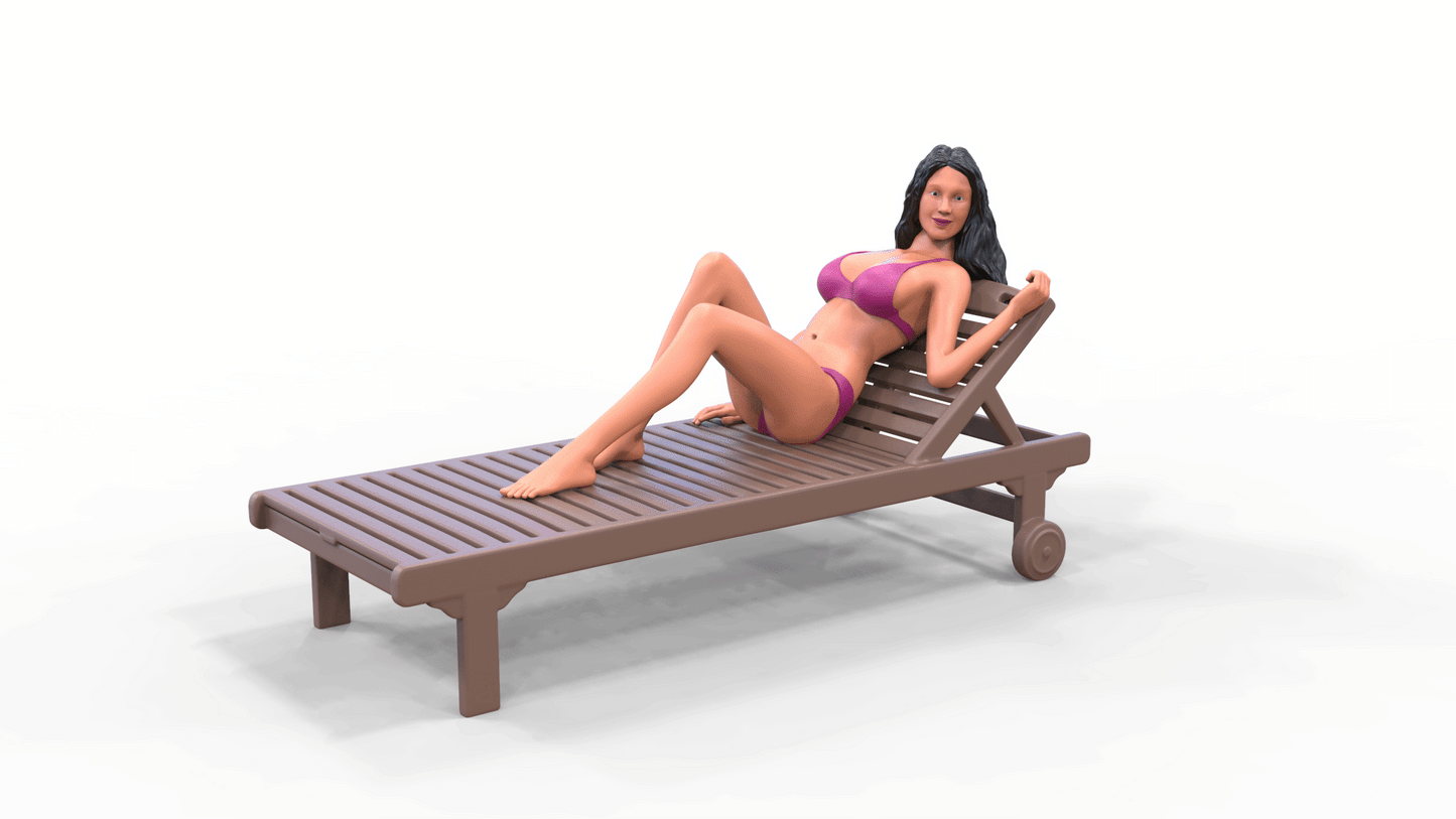 Foto do produto diorama e miniatura de modelo: Mulher em espreguiçadeira