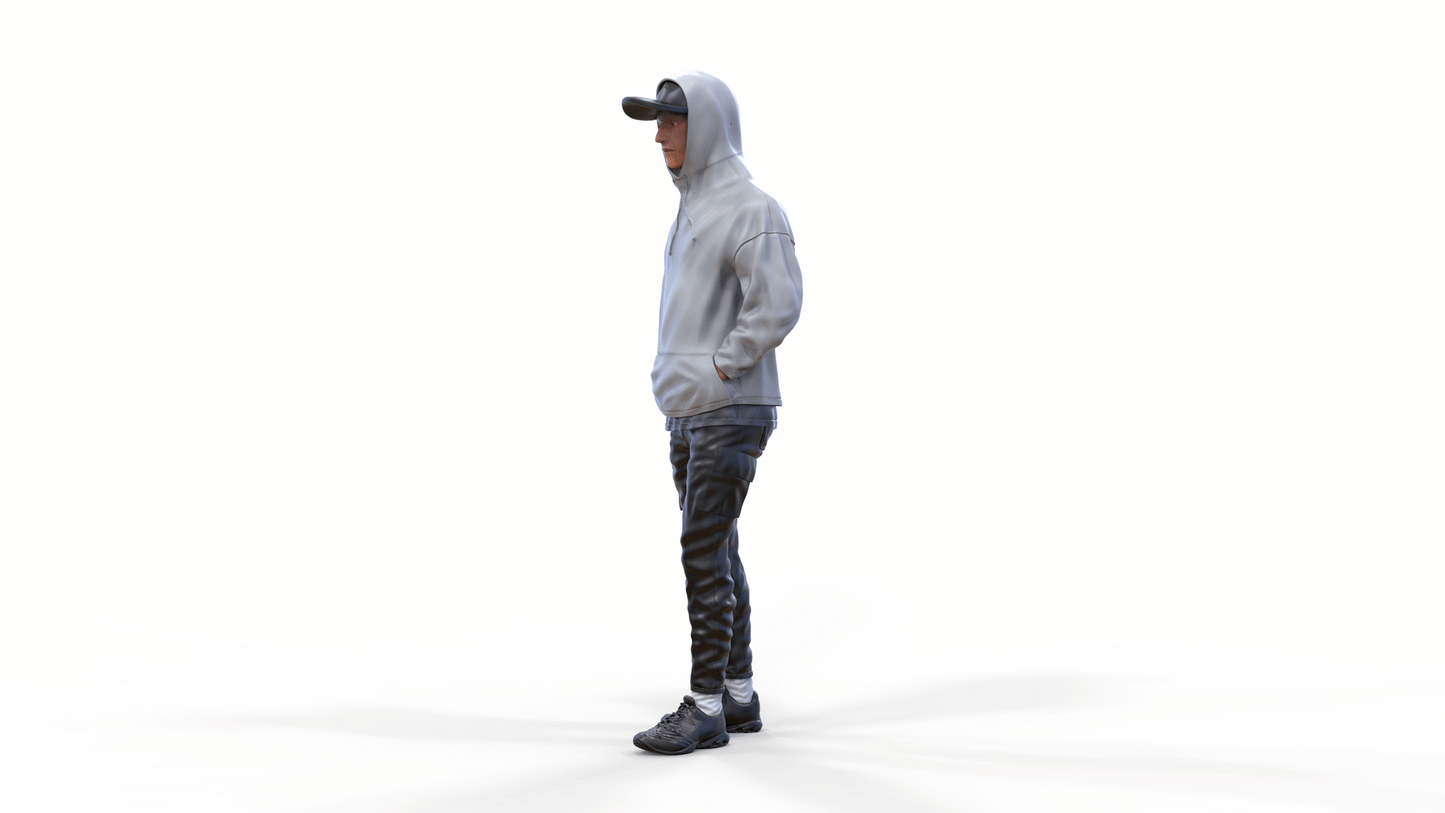 Produktfoto Diorama und Modellbau Miniatur Figur: Mann mit Hoodie