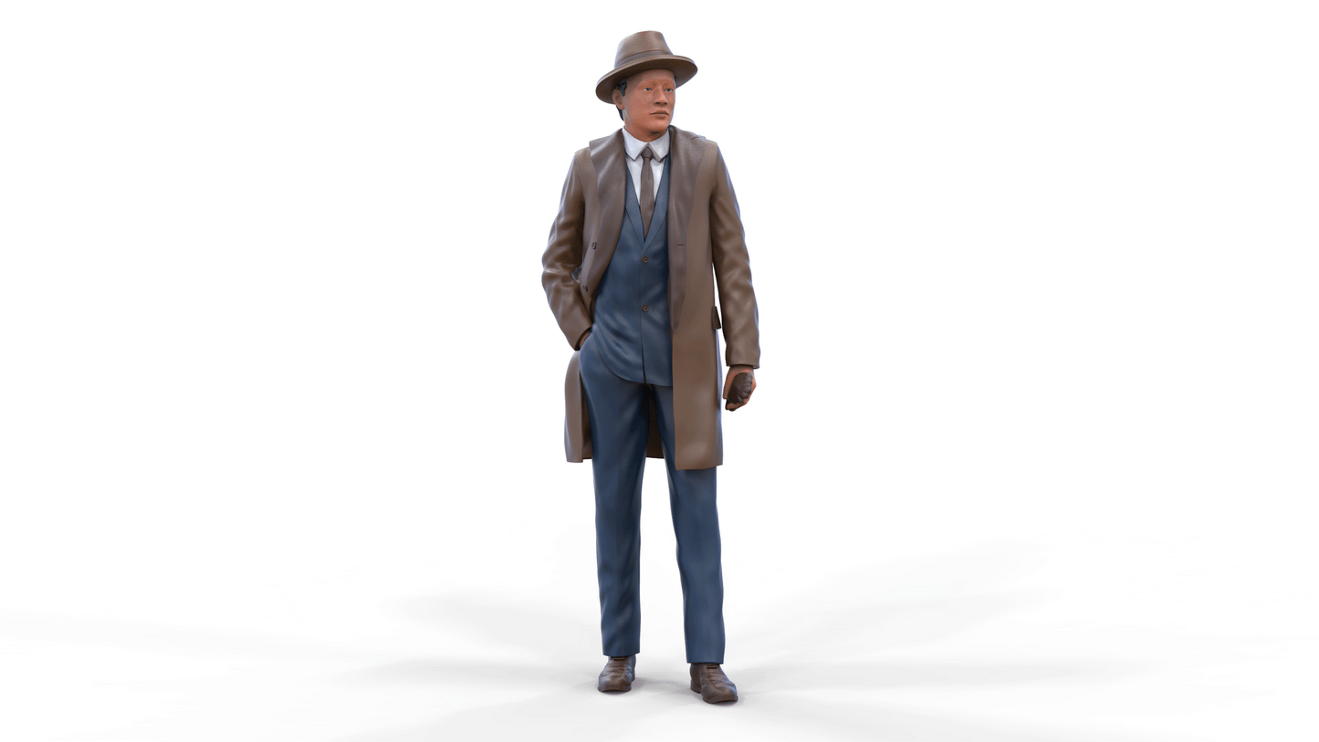 Produktfoto Diorama und Modellbau Miniatur Figur: Mann altmodisch - 20er Jahre Ganove in Mantel