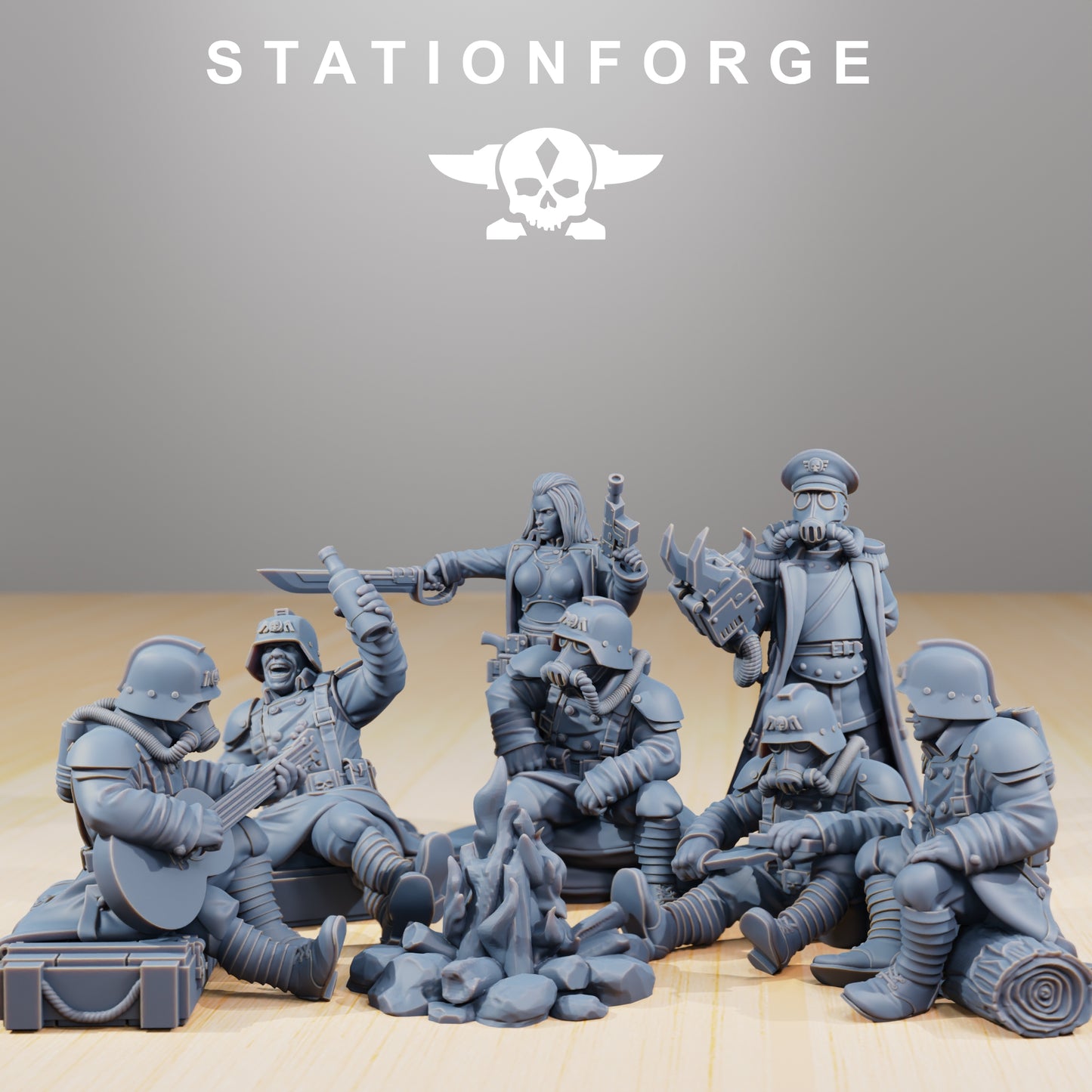 Foto do produto Minis de Tabletop 28mm Stationforge: Companheiros ao Redor da Fogueira
