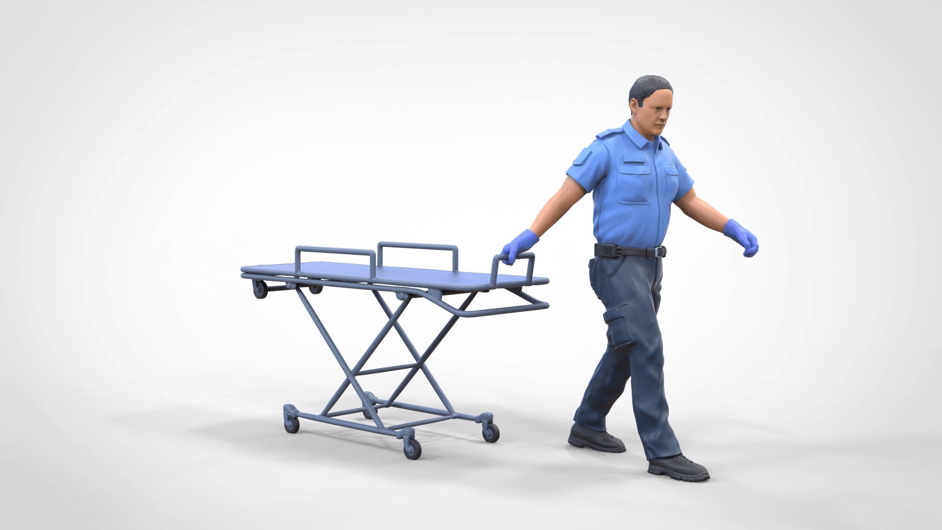 Product photo diorama and model building miniature figure: Medic with stretcher