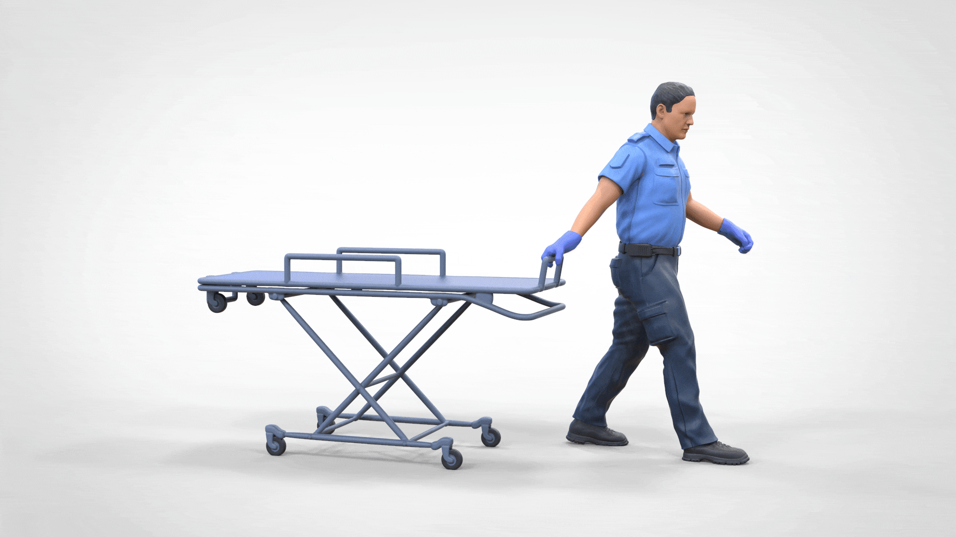 Product photo diorama and model building miniature figure: Medic with stretcher