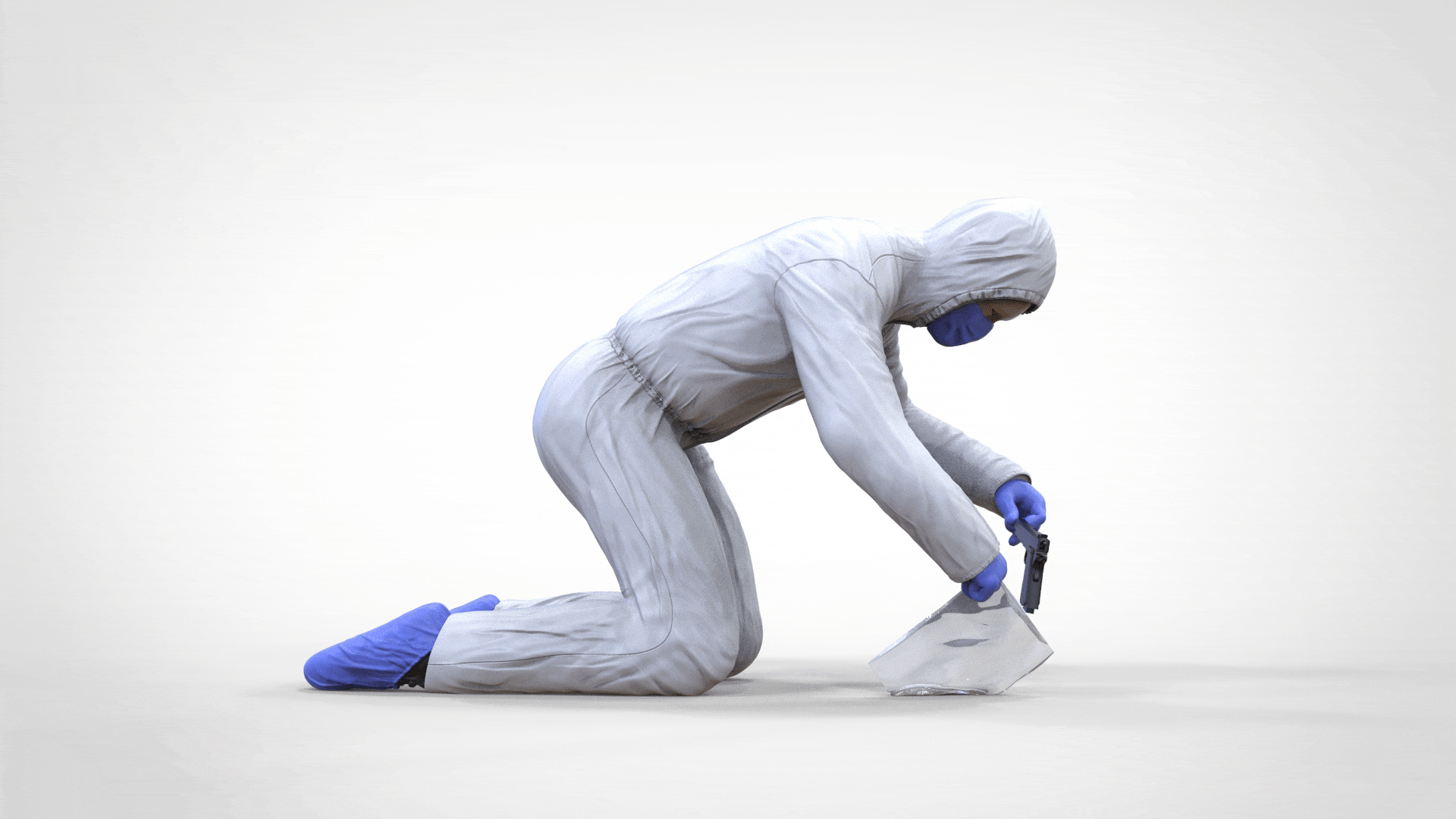 Produktfoto Diorama und Modellbau Miniatur Figur: Forensiker kniend