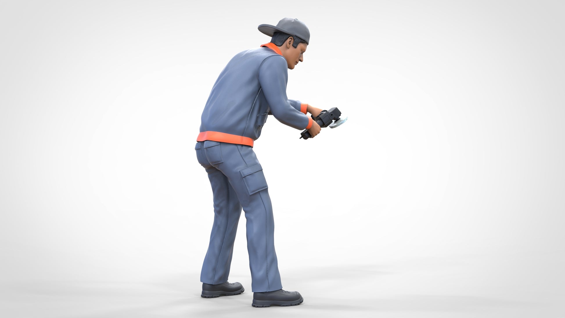 Produktfoto Diorama und Modellbau Miniatur Figur: Mechaniker mit Flex