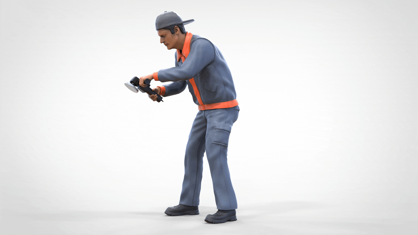 Produktová fotografie dioráma a modelářské miniatury: Mechanik s flexou