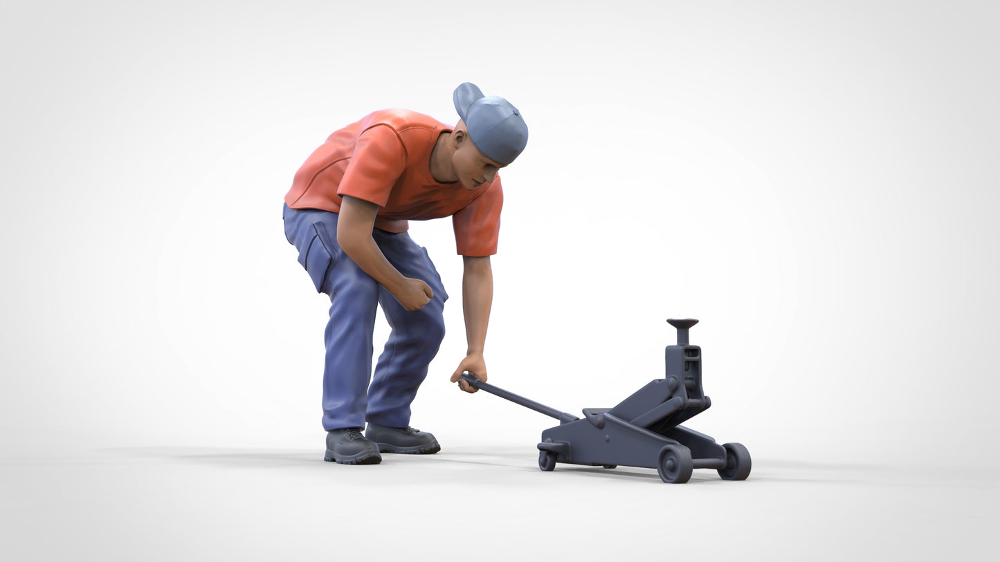 Produktová fotografie dioráma a modelářské miniatury: Mechanik zvedák