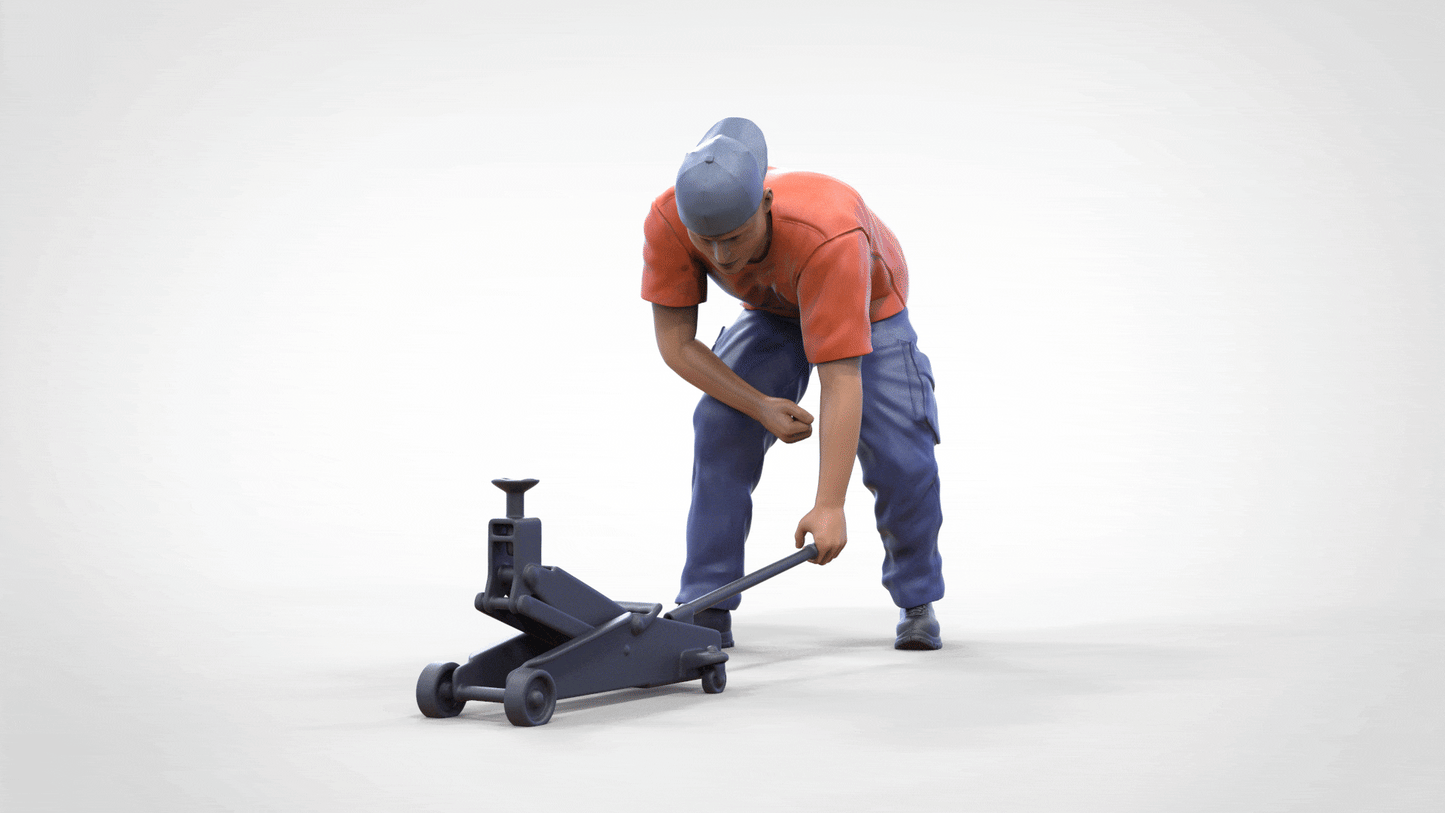 Produktová fotografie dioráma a modelářské miniatury: Mechanik zvedák