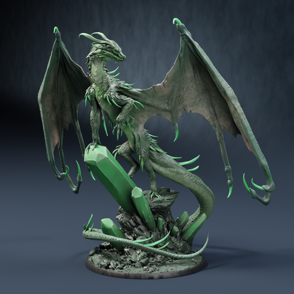 Miniatura de dragão numa base cénica – Doomchained, Rescale Miniatures, Setembro 2026.