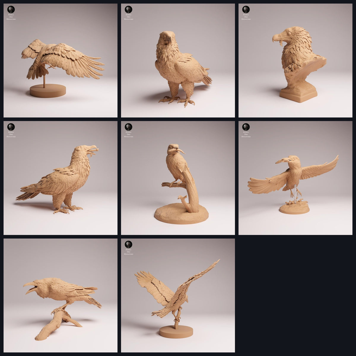 Collage mit Tierfiguren von Animal Den Miniatures: Birds of Prey and River Birds, Release 26_06.