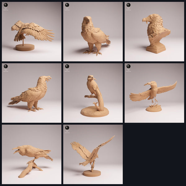 Colagem de figuras de animais de Animal Den Miniatures: Birds of Prey and River Birds, lançamento 26_06.
