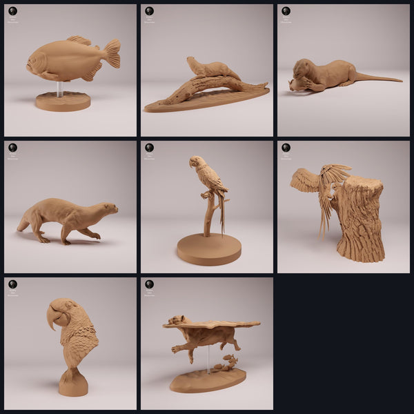 Colagem com figuras de animais de Animal Den Miniatures: Amazon Wildlife, lançamento 26_08.