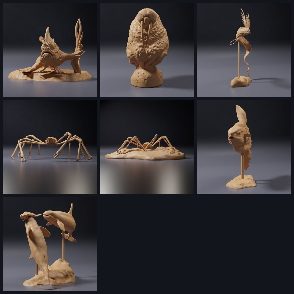 Κολάζ με φιγούρες ζώων από Animal Den Miniatures: Ocean Oddities, Release 26_09.