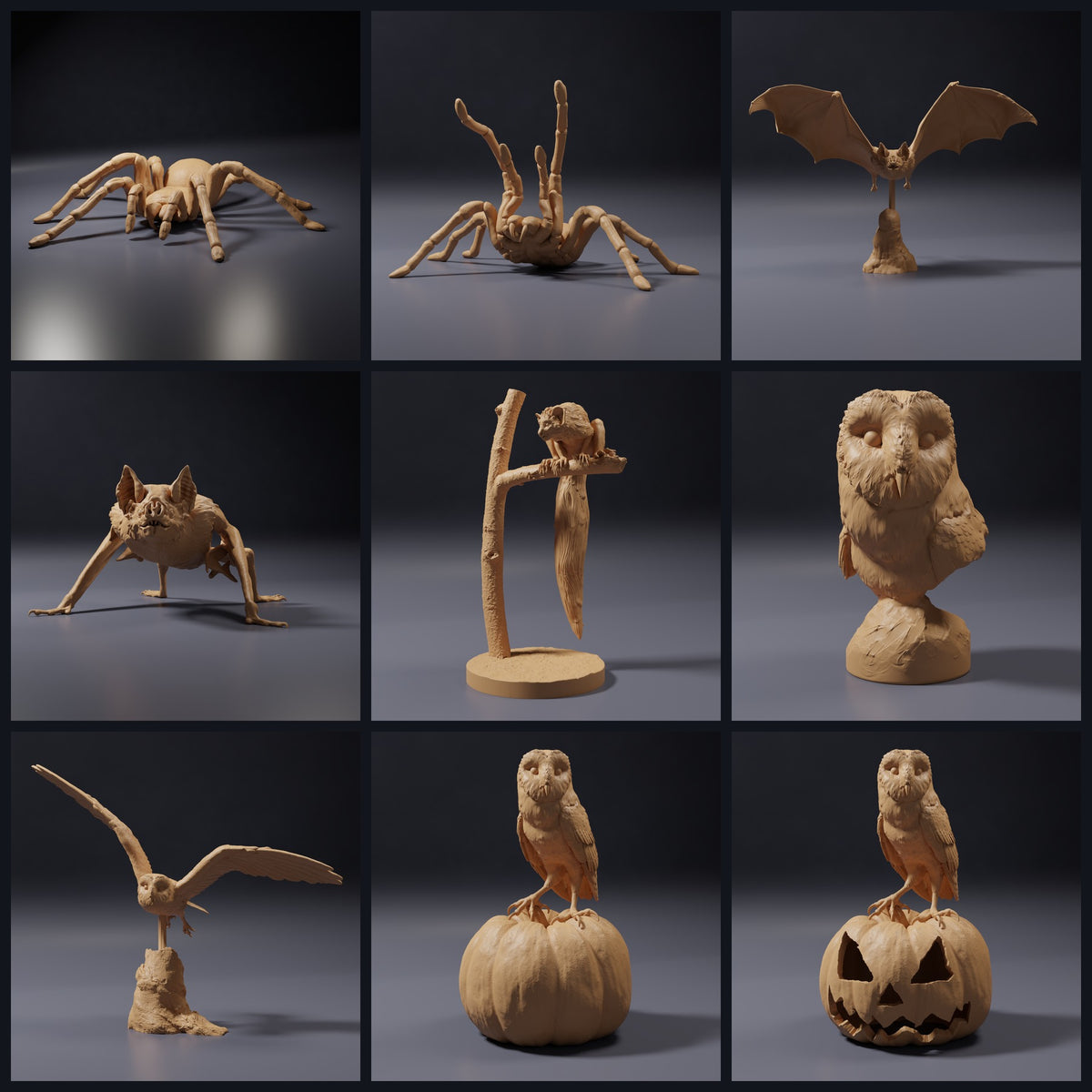 Collage mit Tierfiguren von Animal Den Miniatures: Spooky Animals, Release 26_10.