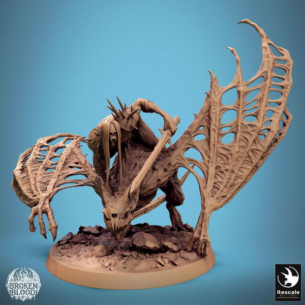Dragão esquelético com cavaleiro de armadura – Broken Blood, Rescale Miniatures, Novembro 2024.