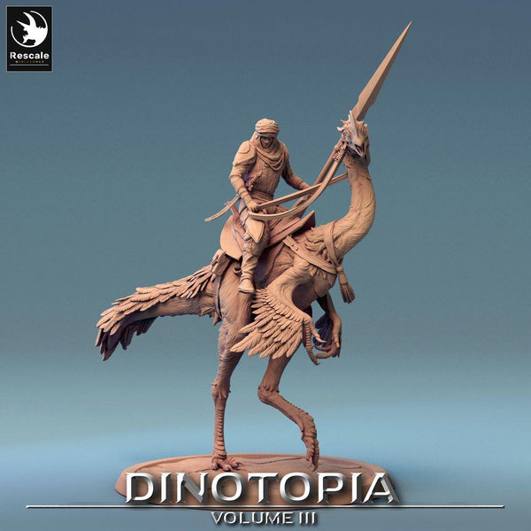 Lanceiro nómada num Oviraptor – Dinotopia III, Rescale Miniatures, Junho 2024.