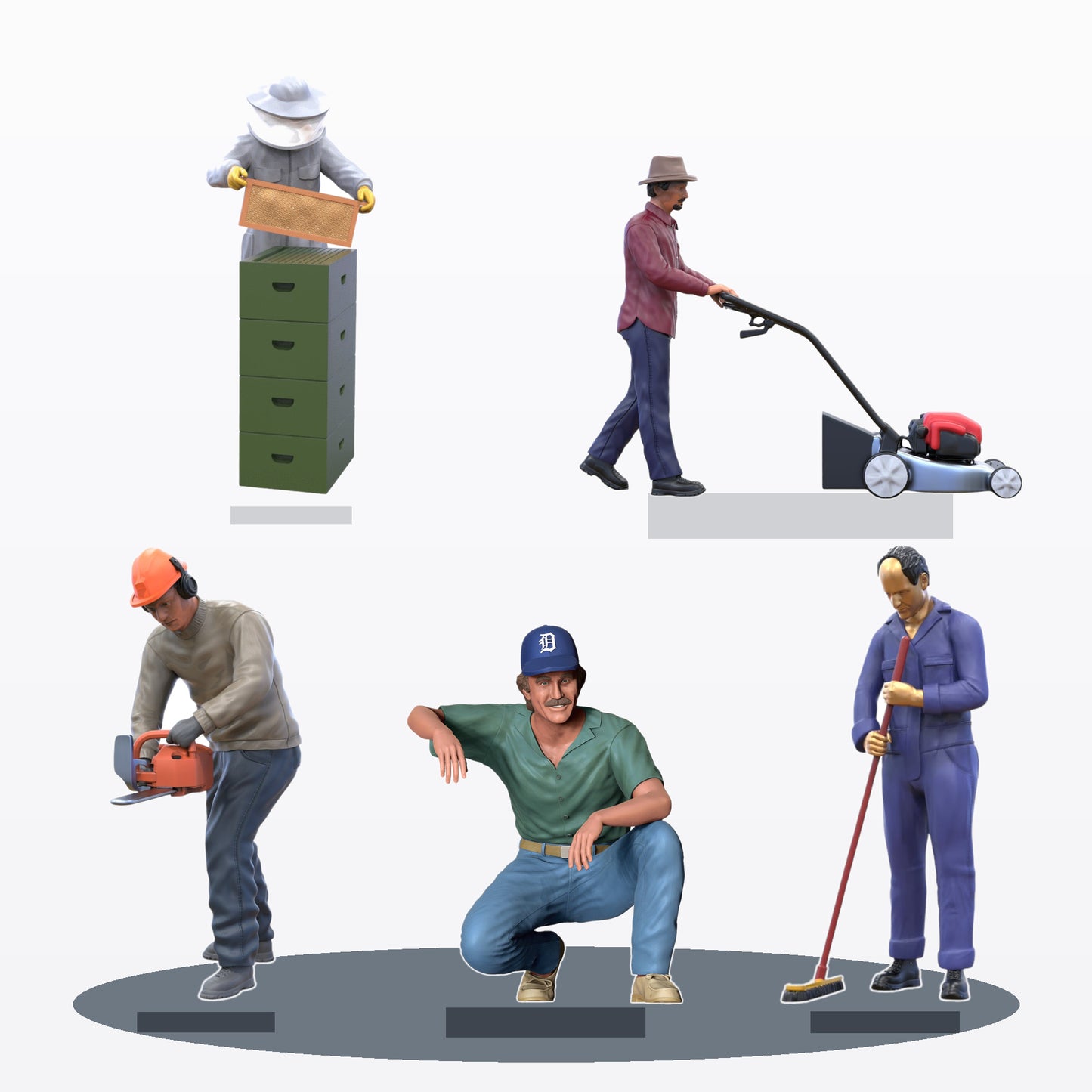 Diorama Modellbau Produktfoto 0: Diorama Figuren-Set: Garten- und Naturarbeiten (Nr. S122)