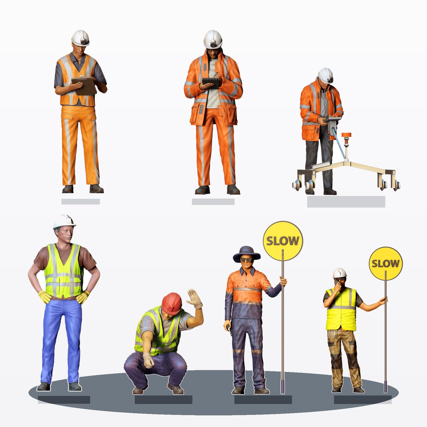 Diorama Modellbau Produktfoto 6: Diorama Figuren-Set: Landvermesser und Straßenarbeiter (Nr. S100)