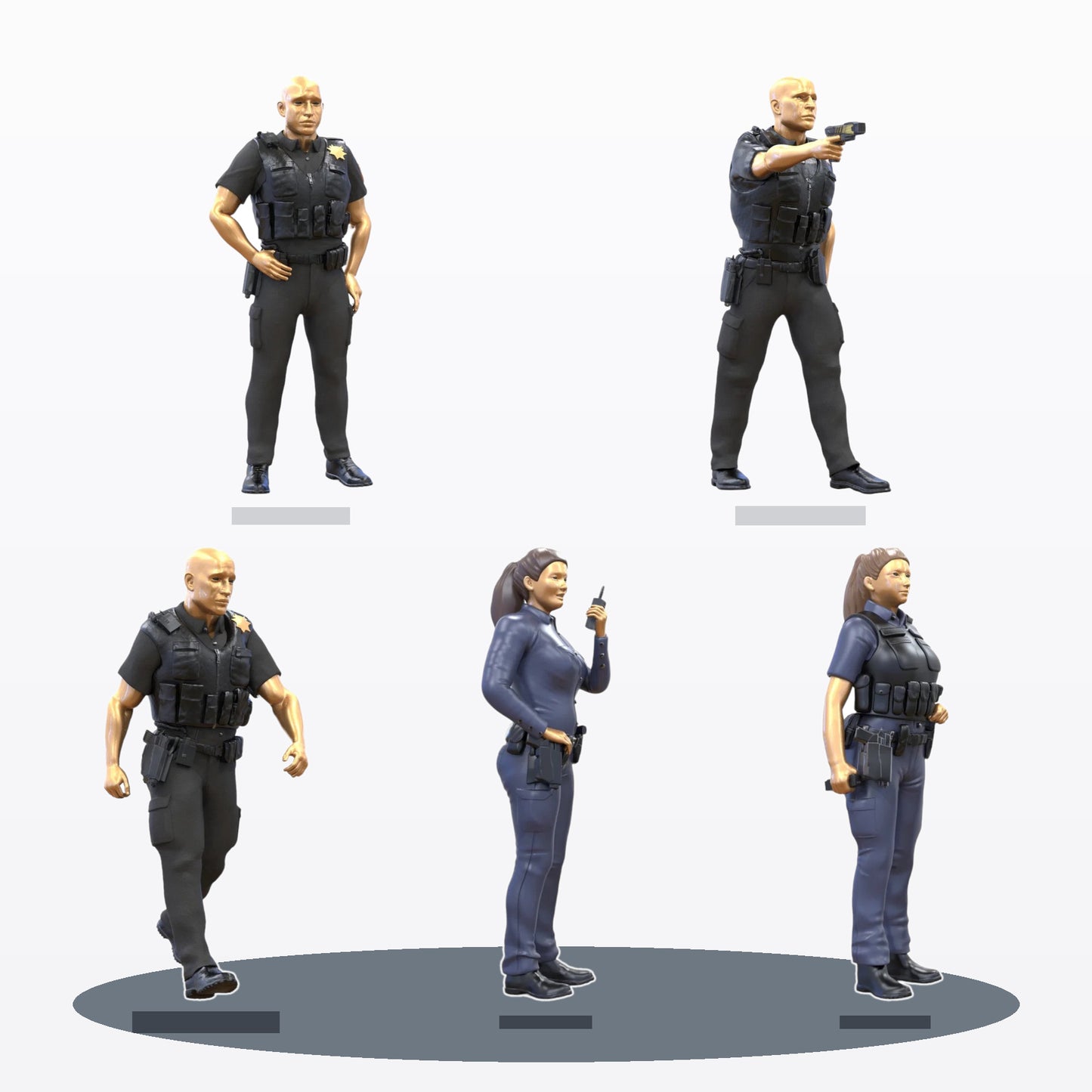 Diorama Modellbau Produktfoto 0: Diorama Figuren-Set: Klassisches Polizeiteam (Nr. S95)
