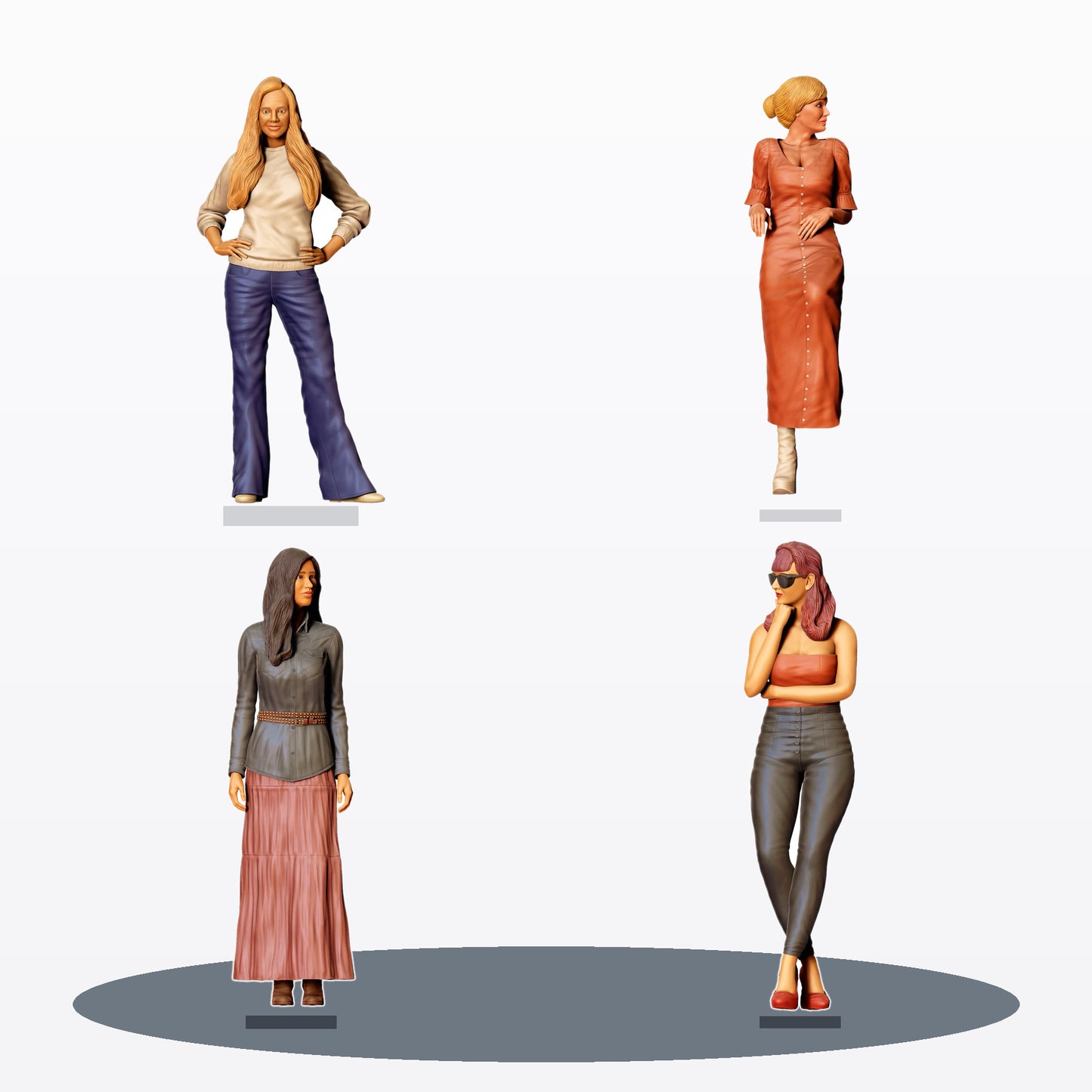 Diorama Modellbau Produktfoto 4: Diorama Figuren-Set: Retro-Frauen im Stadtleben (Nr. S115)