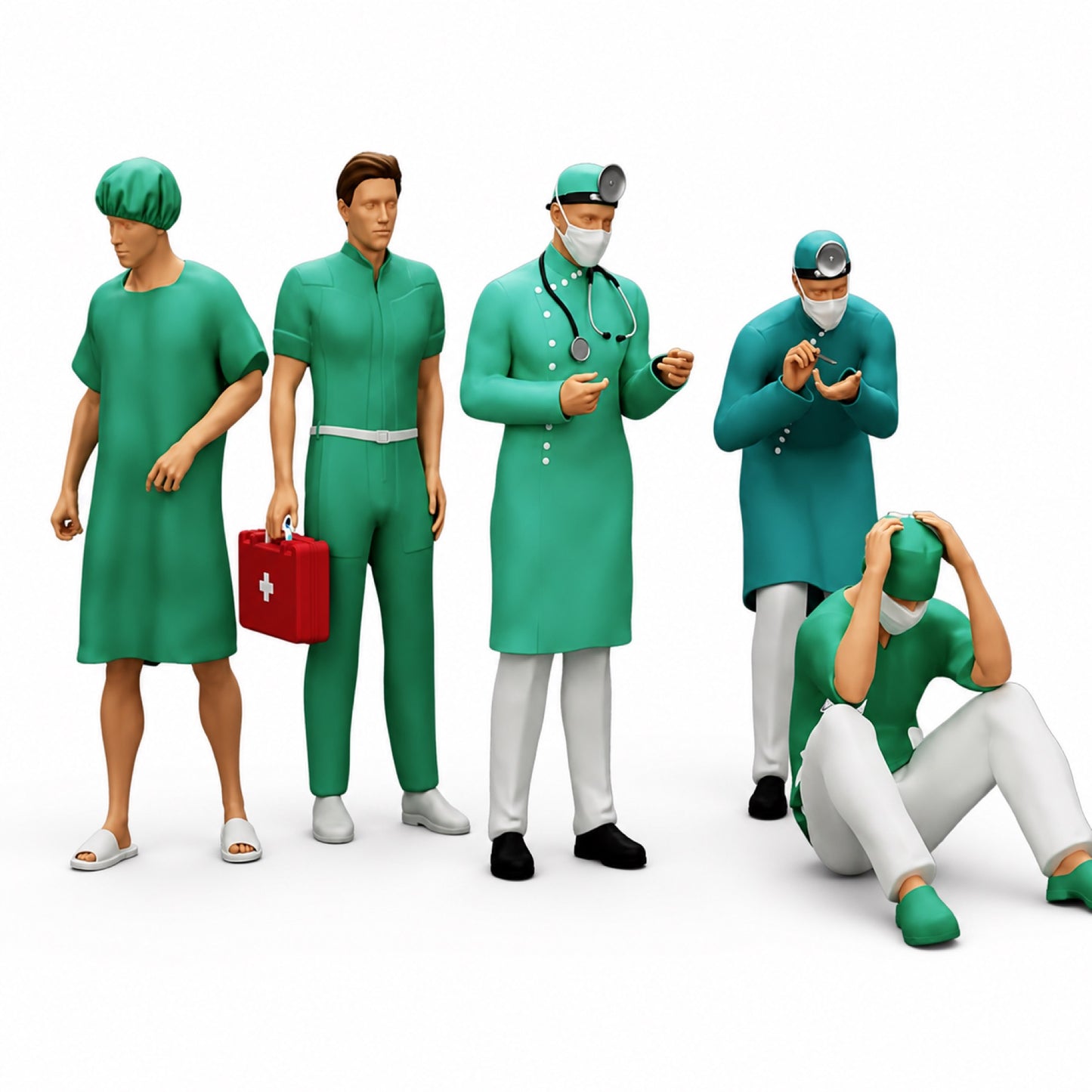 Diorama Modellbau Produktfoto 0: Diorama Figuren-Set: Klinik, Chirurgie und Rettungsdienst Figuren-Set (Nr. S46)