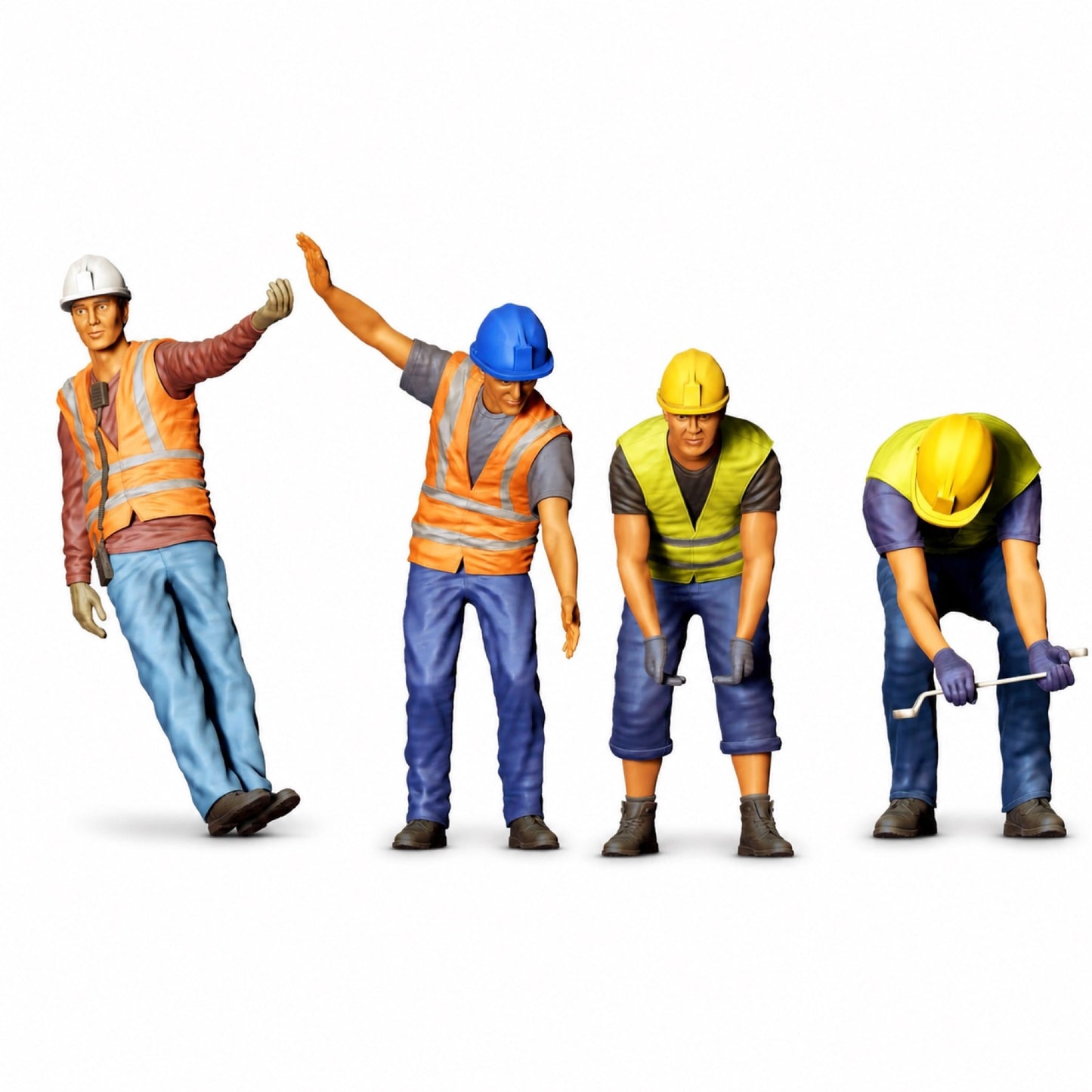 Diorama Modellbau Produktfoto 4: Diorama Figuren-Set: Gleisarbeiter und Bahninstandhaltung Figuren-Set (Nr. S44) - 4 Figuren