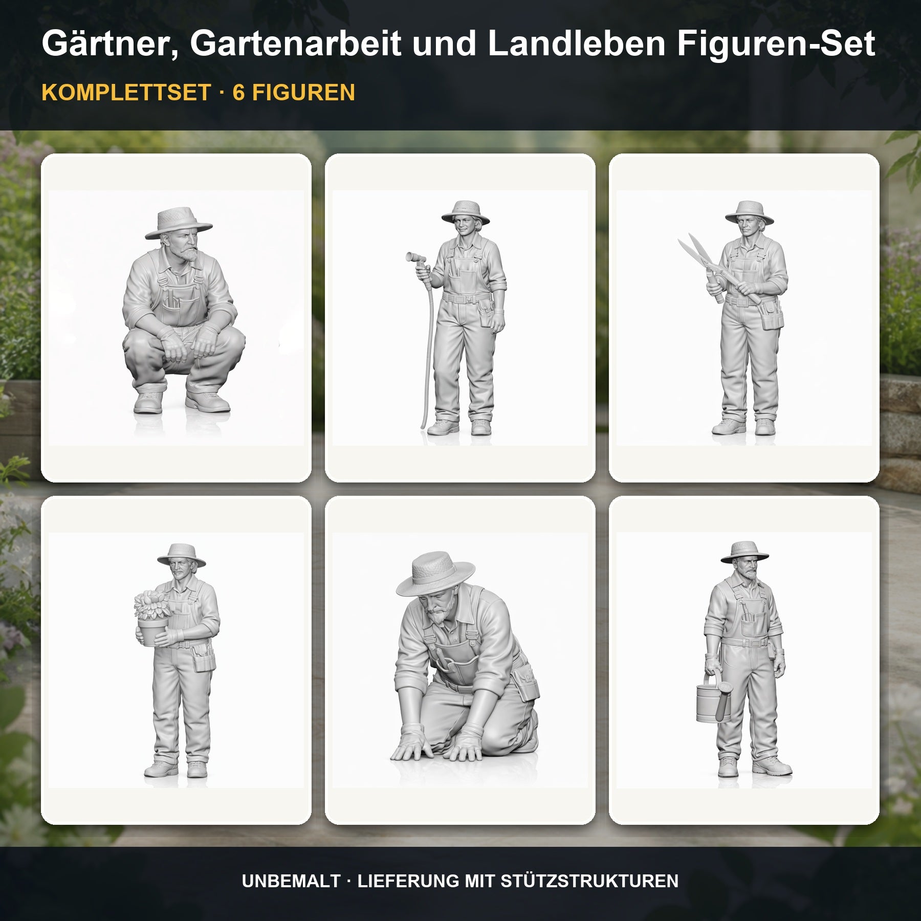 Diorama Modellbau Produktfoto 0: Diorama Figuren-Set: Gärtner, Gartenarbeit und Landleben Figuren-Set