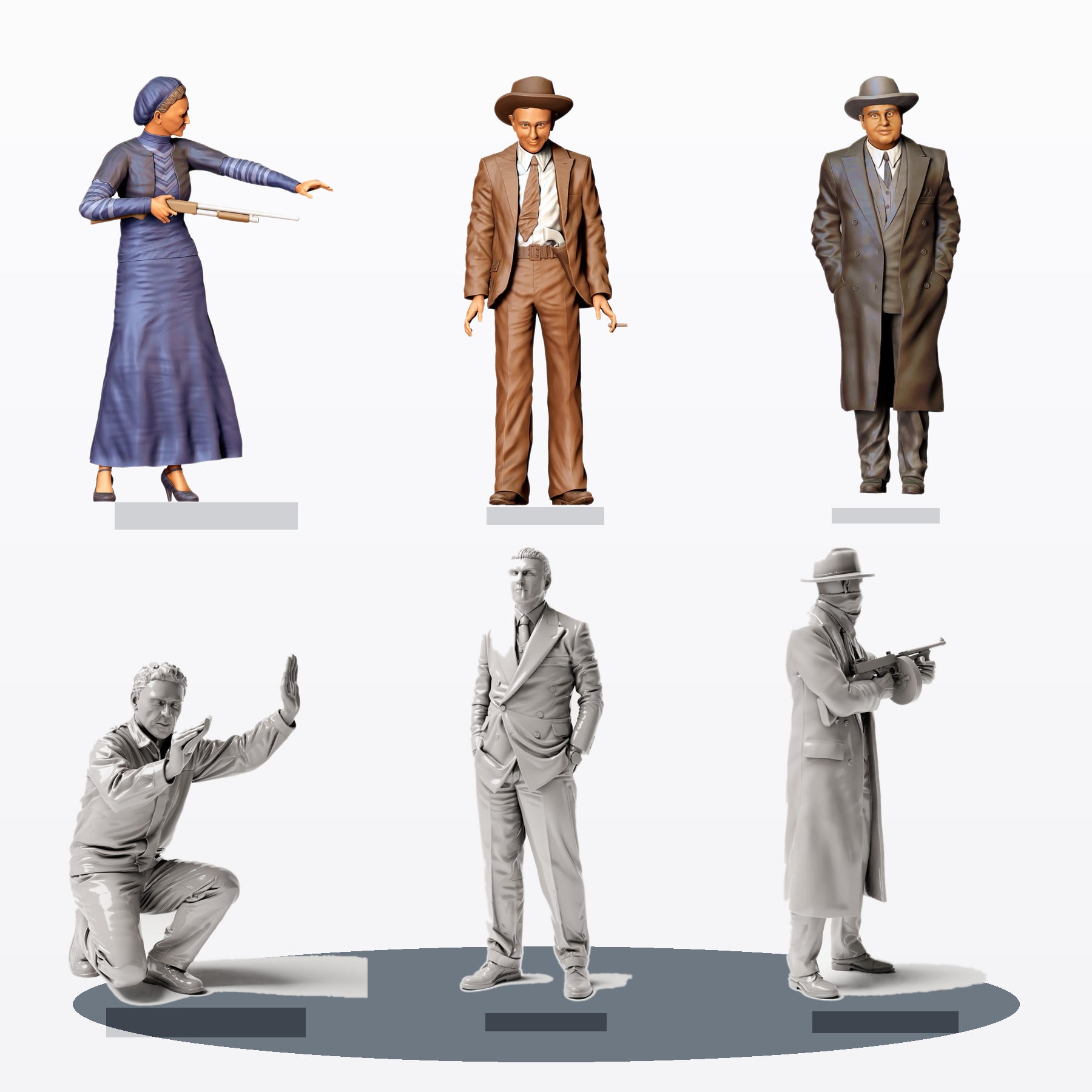Diorama Modellbau Produktfoto 3: Diorama Figuren-Set: Noir-Gangster und Unterwelt (Nr. S80)