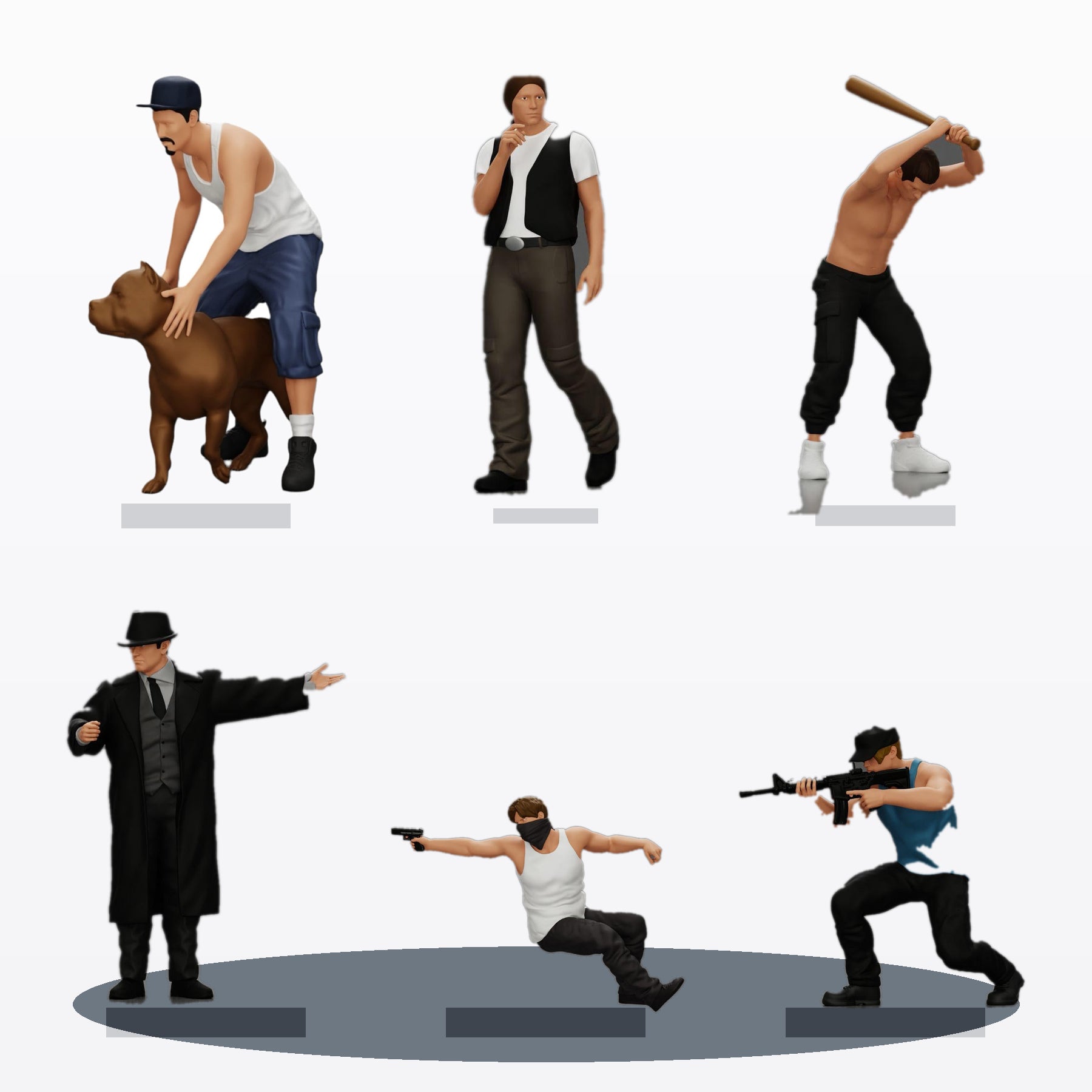 Diorama Modellbau Produktfoto 0: Diorama Figuren-Set: Bewaffnete Unterwelt und Mafia (Nr. S83)
