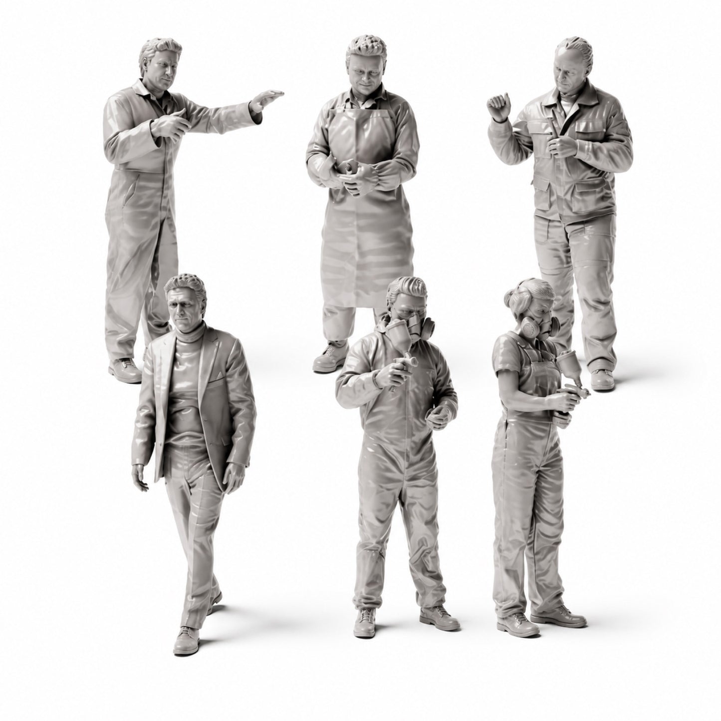 Foto prodotto diorama 1: Set di figure per diorama: set di figure autocarrozzeria e verniciatura auto (n. S48) - 6 figure