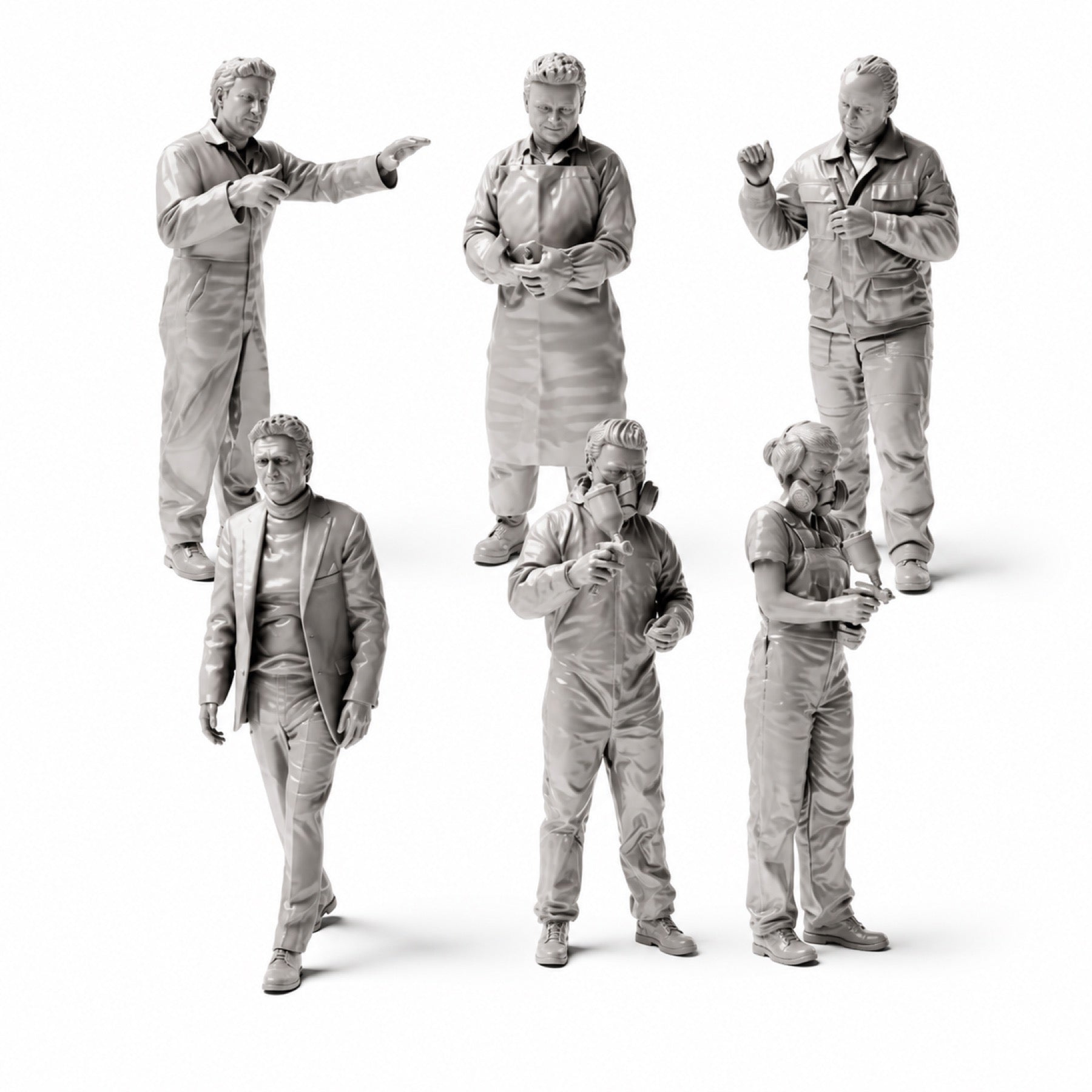 Foto prodotto diorama 1: Set di figure per diorama: set di figure autocarrozzeria e verniciatura auto (n. S48) - 6 figure