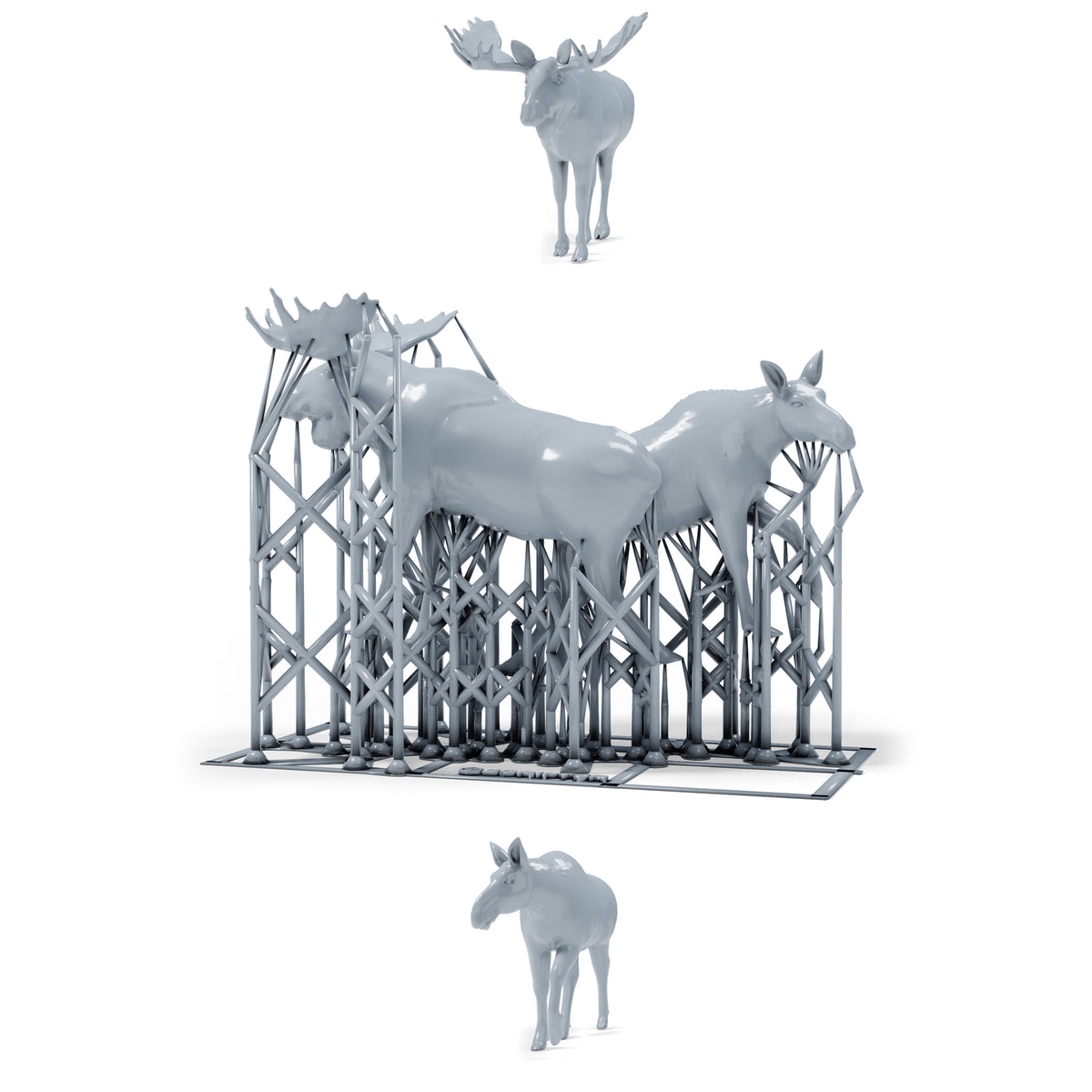 Diorama Modellbau Produktfoto 0: Diorama Miniatur Wildtiere: Elchbulle und Elchkuh (h0_48)