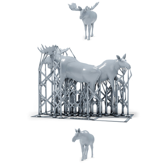 Diorama Modellbau Produktfoto 0: Diorama Miniatur Wildtiere: Elchbulle und Elchkuh (h0_48)