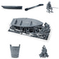 Diorama Modellbau Produktfoto 0: Diorama Angler Set: Angler mit Ruderboot, Ruder, Eimer und Lagerfeuer (h0_41)